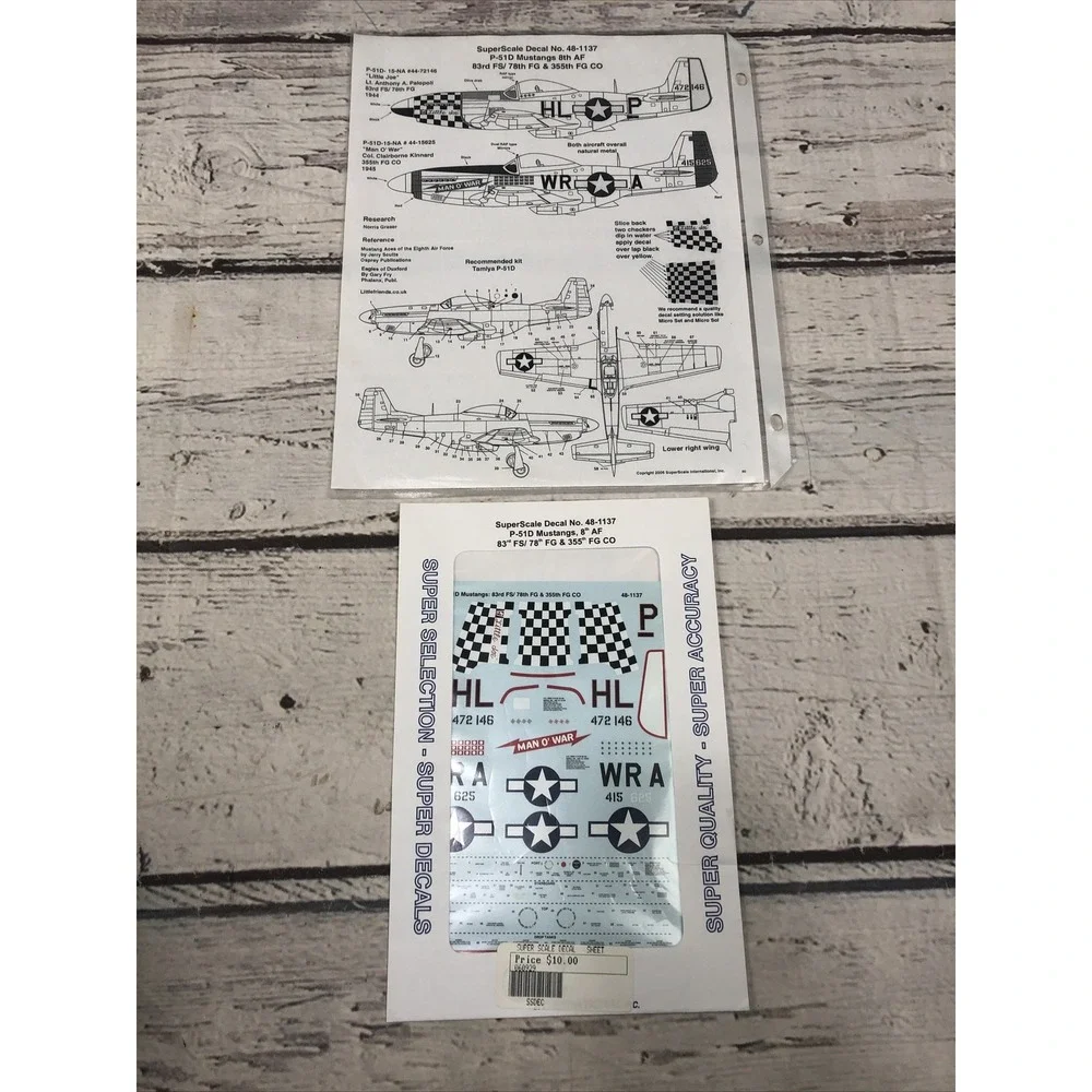 Superscale Decal 48-1137 P-51D Mustang 8th Air Force Man O'War and sheet new